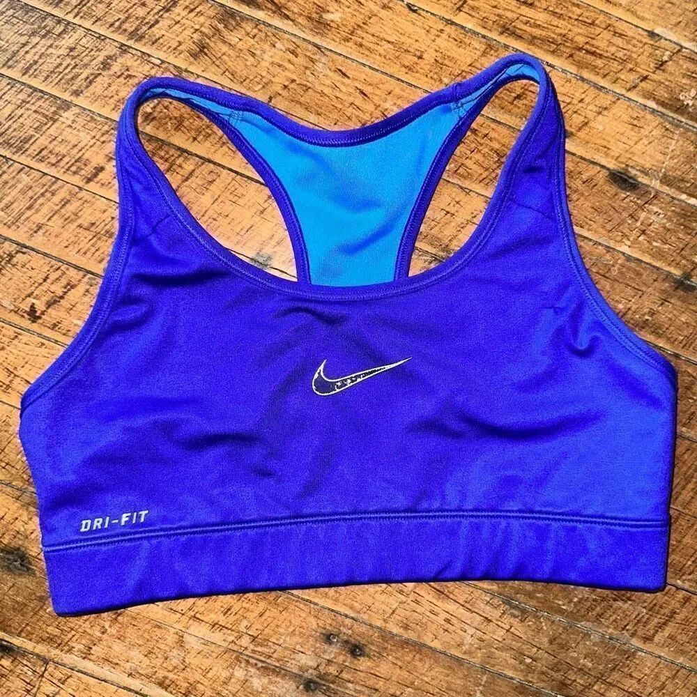 Nike blue two tone strappy S Athleisure sports bra